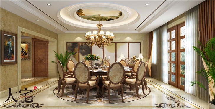 金地三千府402平欧式风装修案例图—餐厅