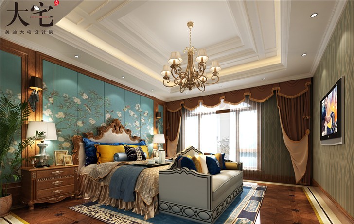 金地三千府402平欧式风装修案例图—卧室