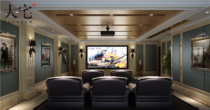 金地三千府402平欧式风装修案例图—电院