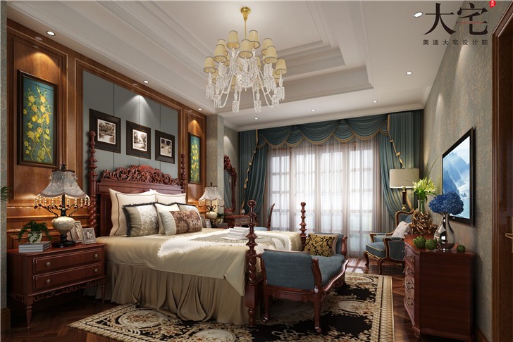 中粮北玮美式风装修案例图—卧室