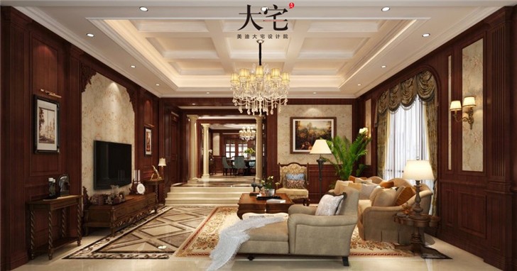 水印加州575平欧式风装修案例图—客厅