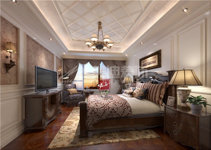 托斯卡纳300平美式风装修案例图—卧室