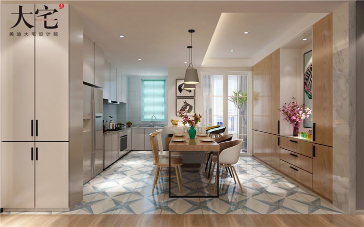 北辰三角洲175平时尚雅痞风装修案例图—餐厅