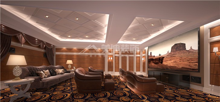 青竹园560平法式风装修案例图—试听间