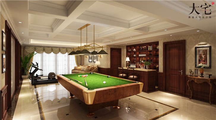水印加州575平欧式风装修案例图—台球室