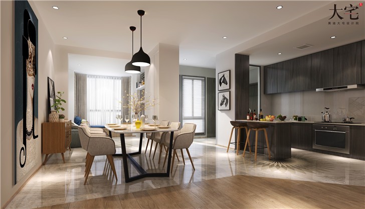 融科东南海185平现代风装修案例图—餐厅