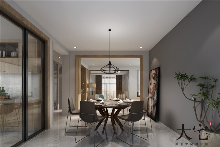 卢浮原著270平现代风装修案例图—餐厅