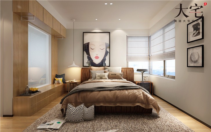 北辰三角洲175平时尚雅痞风装修案例图—卧室