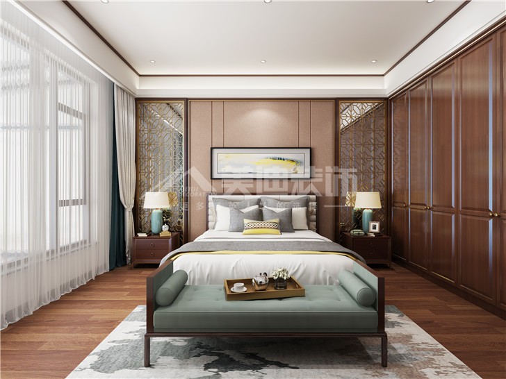 江河中央洋房252平欧式风装修案例图—卧室