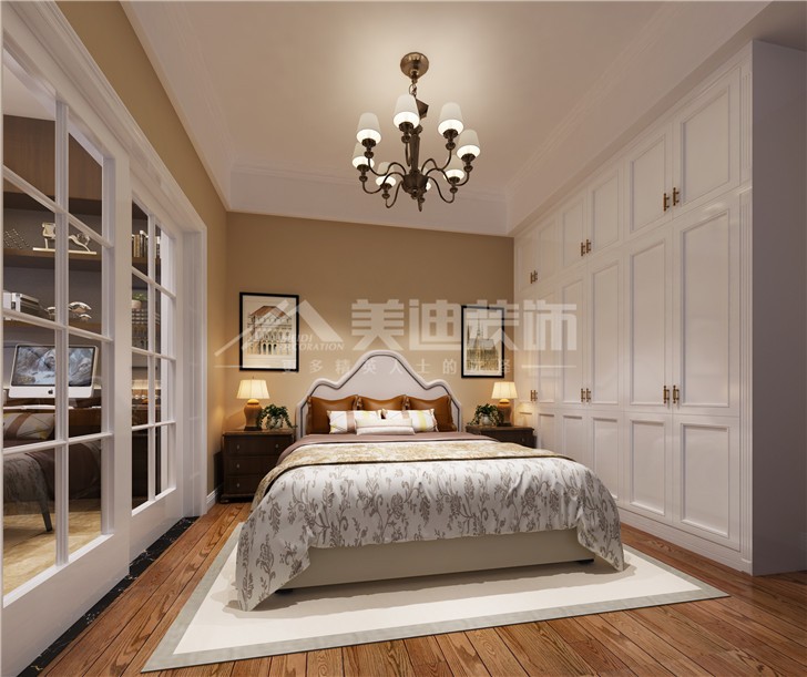 龙湖湘风原著264平欧式风装修案例图—次卧室