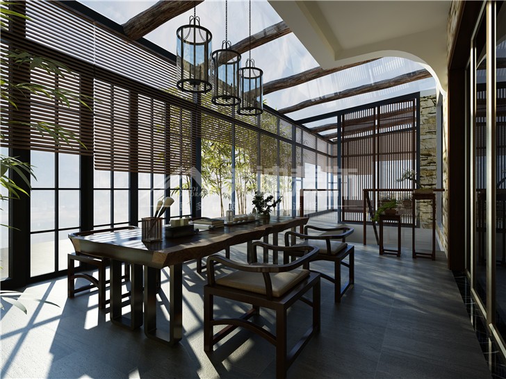 江河中央洋房252平欧式风装修案例图—阳台