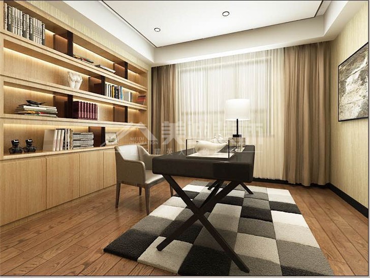 润江榕园165平简约风装修案例图—书房