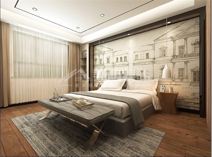 润江榕园165平简约风装修案例图—卧室