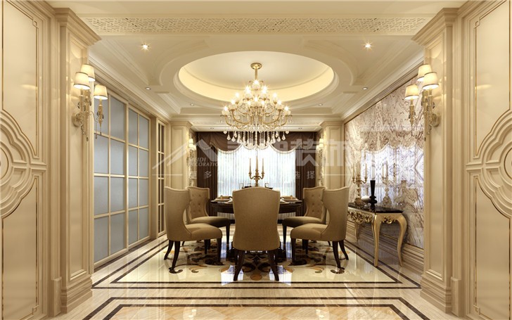 湘江雅颂居230平欧式风装修案例图—餐厅