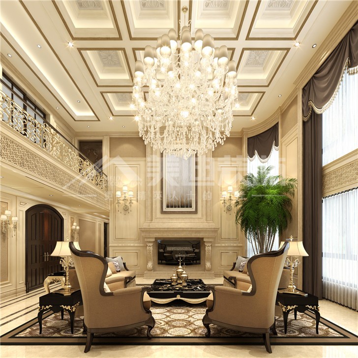 湘江雅颂居230平欧式风装修案例图—客餐厅