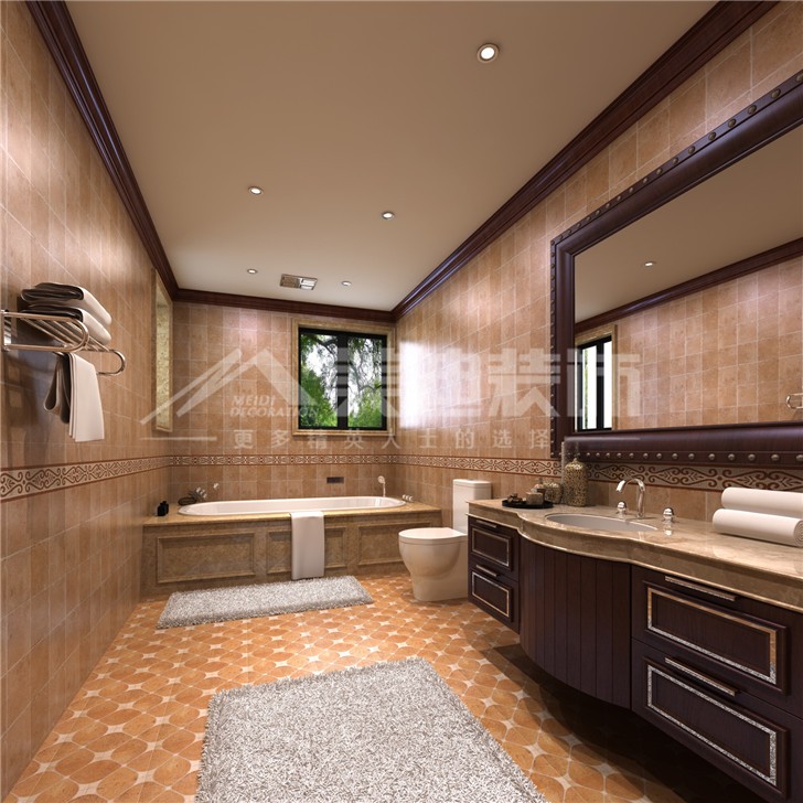 绿城桂花城236平欧式风装修案例图—主卫