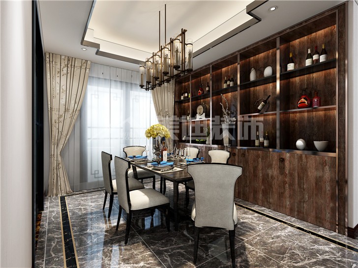 晟通牡丹舸144平新中式风装修案例图—餐厅