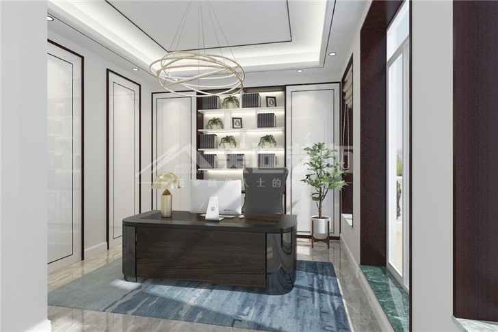 天麓商层165平后现代装修案例图—书房