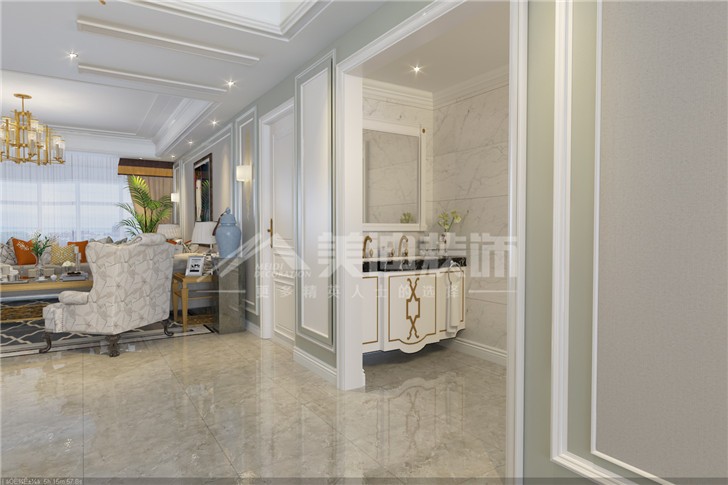 天玺湾156平美式风装修案例图—过道