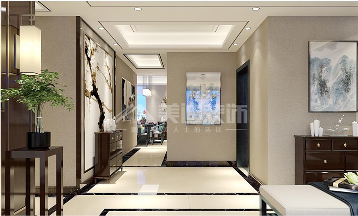 恒基凯旋门142平中式风装修案例图—过道