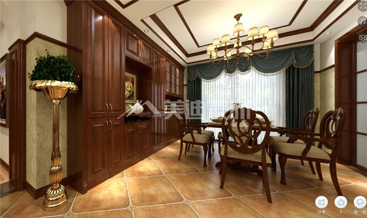 山水嘉园158平美式风装修案例图—餐厅