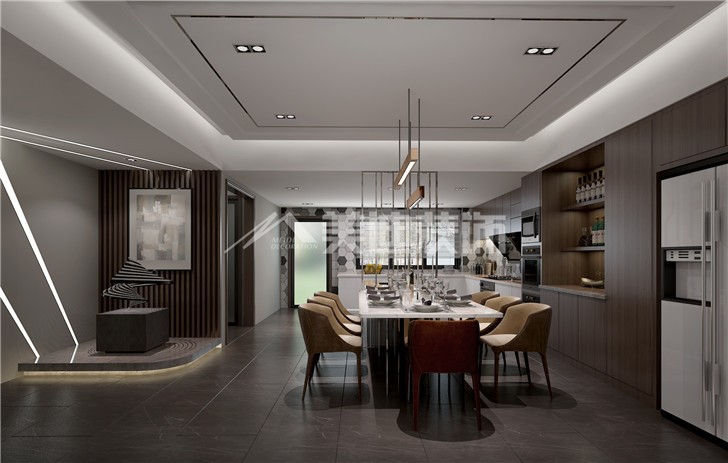 双湾国际190平现代风装修案例图—餐厅