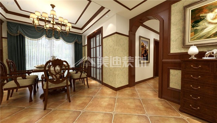 山水嘉园158平美式风装修案例图—餐厅