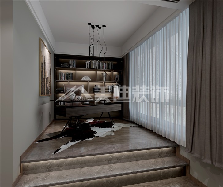 双湾国际190平现代风装修案例图—书房