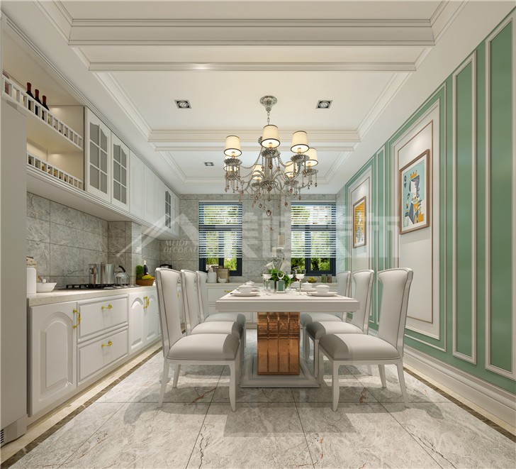 艾美潇湘150平简欧风装修案例图—餐厅