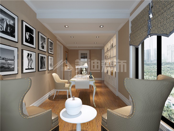 艾美潇湘150平简欧风装修案例图—书房