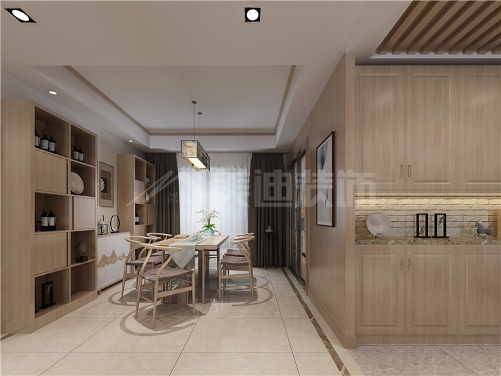 恒基凯旋门132平新中式风装修案例图—餐厅