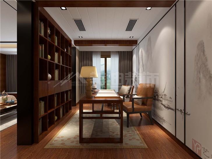 海伦春天174平中式风装修案例图—书房
