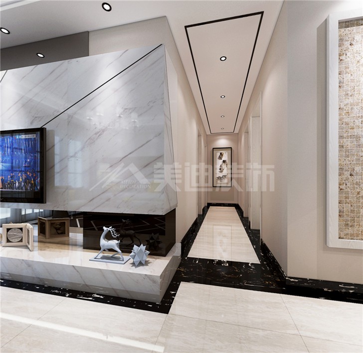 辉煌国际102平现代风装修案例图—客厅