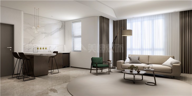 梅溪湖金茂悦120平现代风装修案例图—客厅