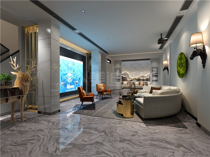 中建悦和城140平现代风装修案例图—客厅