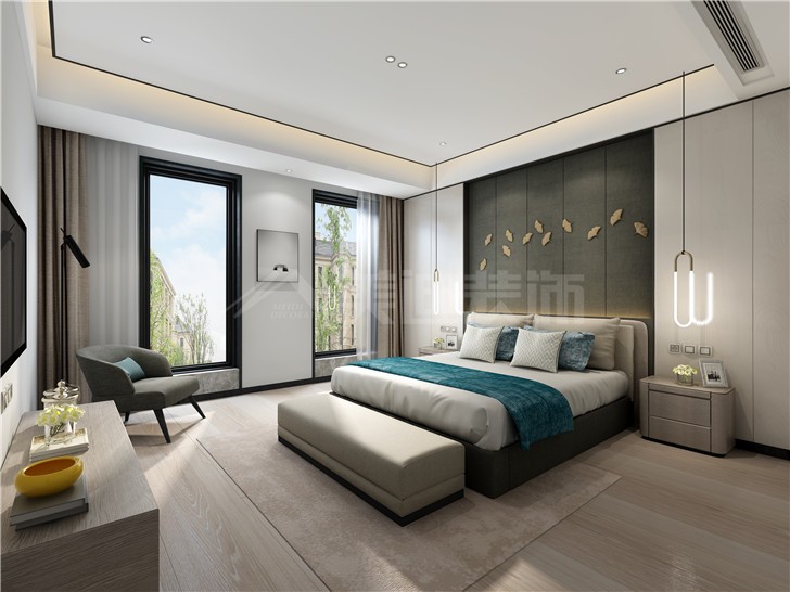 中建悦和城140平现代风装修案例图—卧室