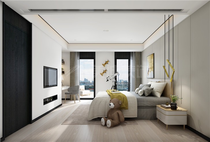 中建悦和城140平现代风装修案例图—卧室