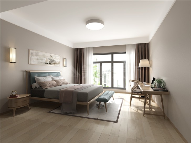 青园小区130平新中式风装修案例图—卧室