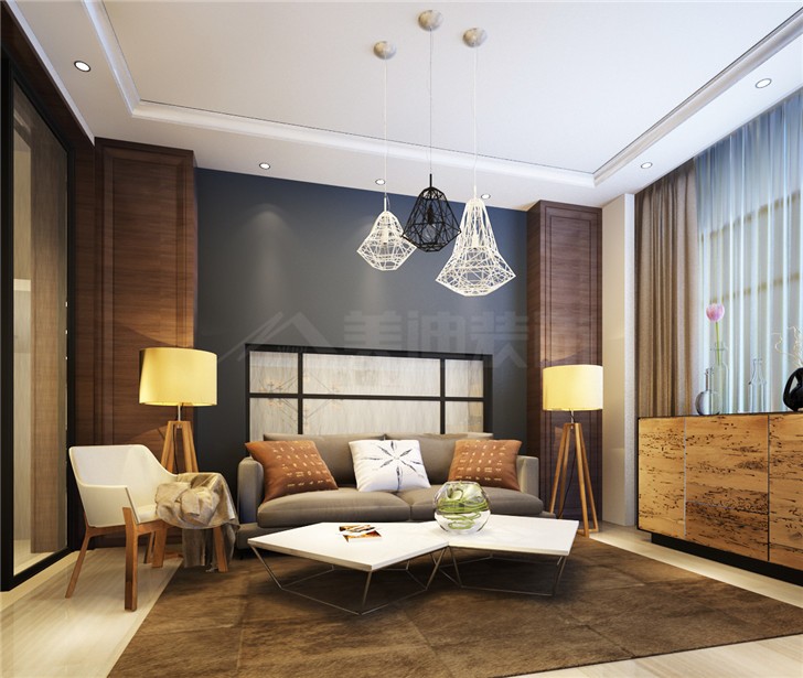 碧桂园201平现代风装修案例图—客厅