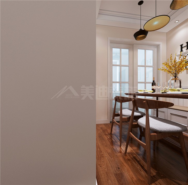 宜家湘颂104平现代简约风装修案例图—餐厅