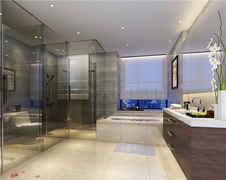 碧桂园201平现代风装修案例图—主卫