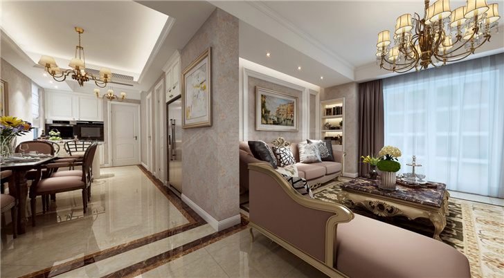 学府华庭113平欧式风装修案例图—餐厅