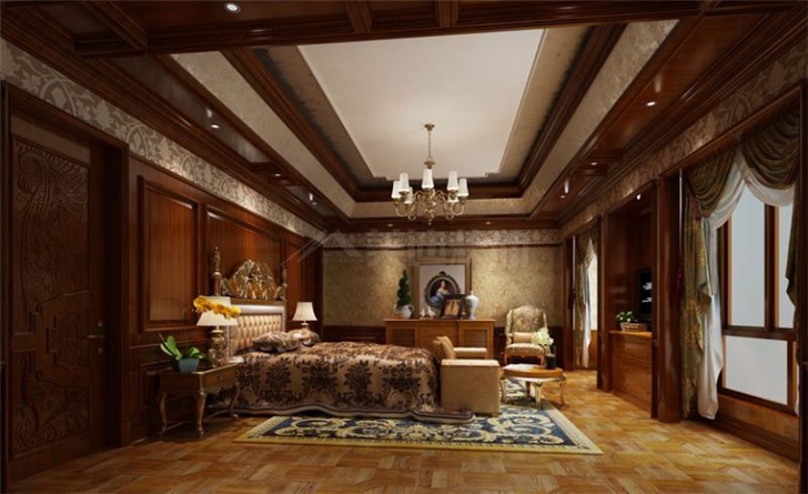 碧桂园800平美式风装修案例图—主人房