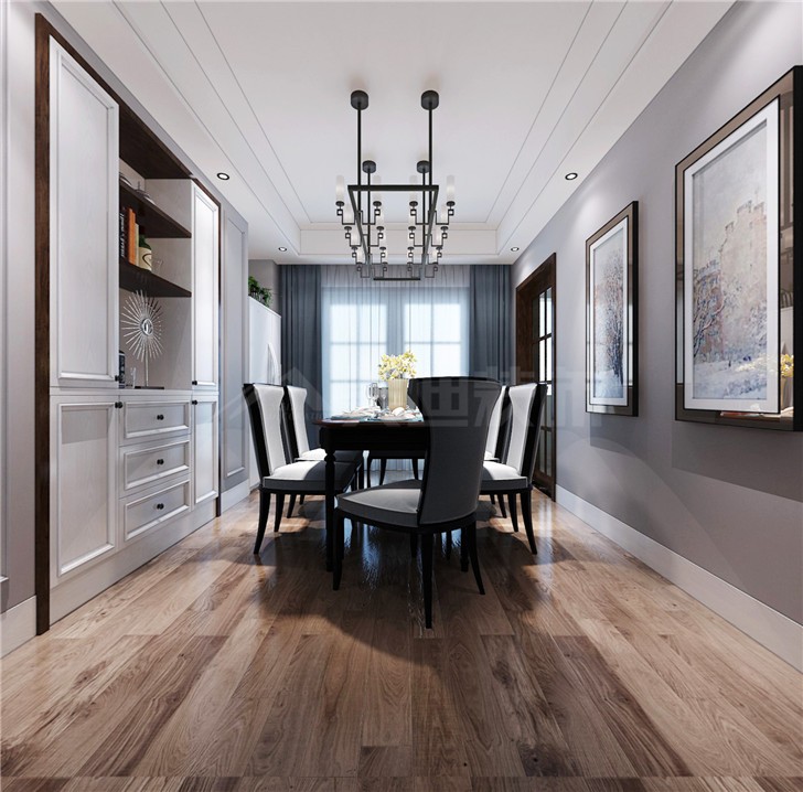 枫雅名苑135平新中式风装修案例图—餐厅