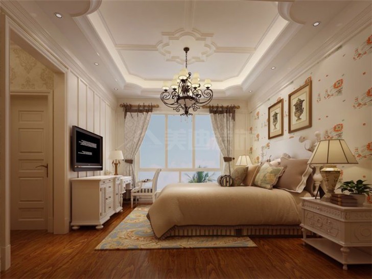 碧桂园800平美式风装修案例图—次卧