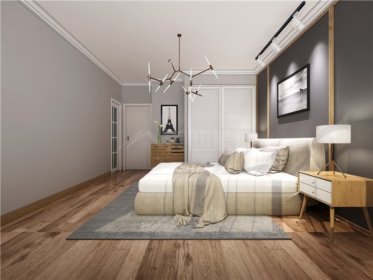 金湘苑145平北欧风装修案例图—主卧