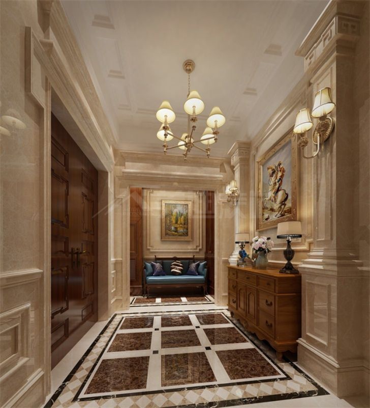 碧桂园800平美式风装修案例图—门厅