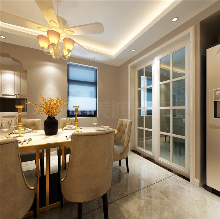 五矿沁园金城107平欧式风装修案例图—餐厅