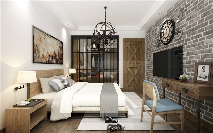 中房瑞致国际88平工业风装修案例图—主卧