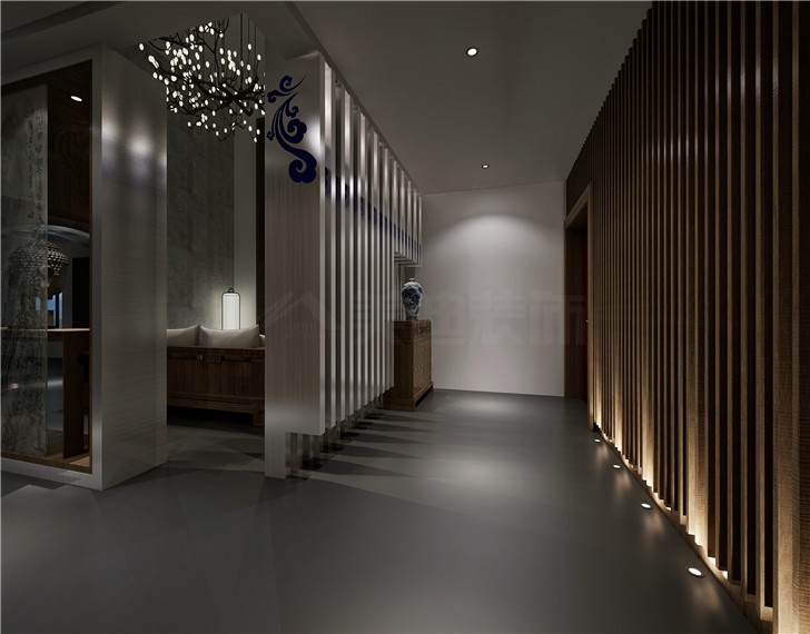 归心苑300平新中式风装修案例图—门厅